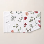 Waterverf Rustische eucalyptus Floral Leaf Monogra Bad Handdoek (Handdoek)