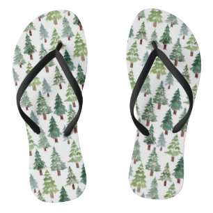  Waterverf Rustische pijnboom Winterbos   Teenslippers
