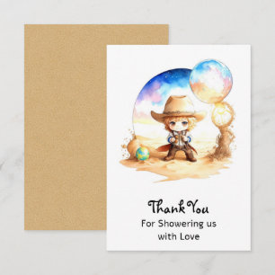 Waterverf: Saddle Up Cowboy Baby shower Bedankkaart