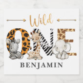 Waterverf Safari 1ste verjaardag Sparkling Wijnetiket (Enkel label)