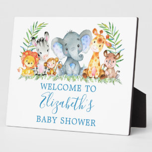 Waterverf Safari Animals Baby shower Blue Fotoplaat