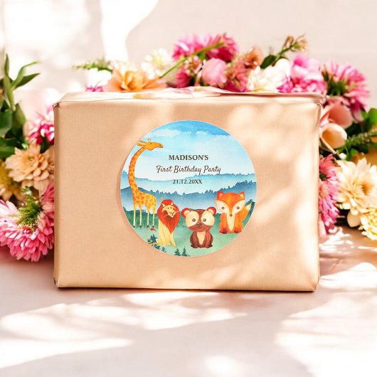 Waterverf Safari Animals Blue Green Sticker