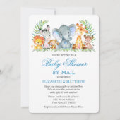 Waterverf Safari Animals Blue Shower by Mail Kaart (Voorkant)