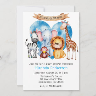 Waterverf Safari Animals Boy Baby shower Kaart