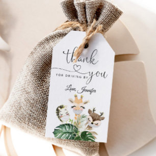 Waterverf safari baby shower cadeaulabel