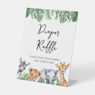 Waterverf Safari Baby shower Luier Raffle Reclamebord Met Voetstuk