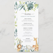 Waterverf Safari Dieren baby shower menu (Voorkant / Achterkant)