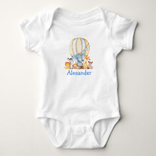 Waterverf Safari Dieren Blauwe Strik Heete Luchtba Romper