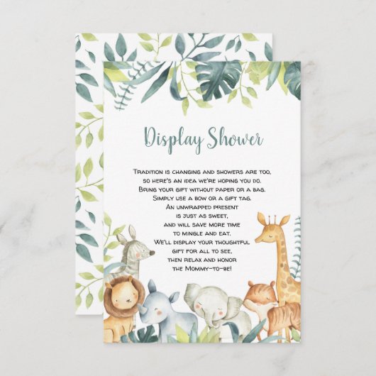 Waterverf safari dieren display douchewand informatiekaartje (Voorkant / Achterkant)