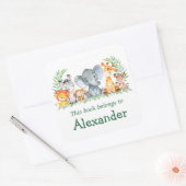 Waterverf Safari Dieren Groene Boekplaat Label (Envelop)