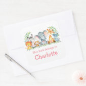 Waterverf Safari Dieren Roze Boekplaat Label (Envelop)