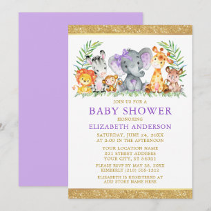 Waterverf Safari Dieren schoten Violet Glitter Kaart