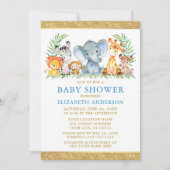 Waterverf Safari Dieren tonen blauw Glitter Kaart (Voorkant)