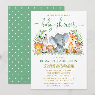 Waterverf Safari Dieren tonen groen script Gold Kaart