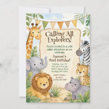 Waterverf Safari Dieren Verjaardagsfeestje