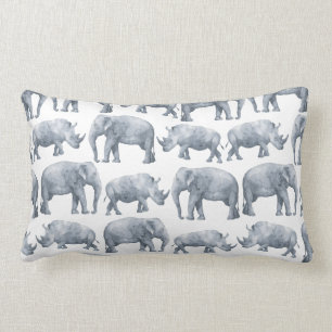 Waterverf Safari Elephants & Rhinos Pattern Kussen