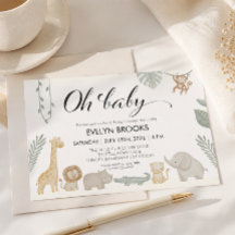 Waterverf Safari Geslachtsneutrale Baby Shower