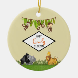 Waterverf Safari Oerwoud Animal Illustration Baby Keramisch Ornament