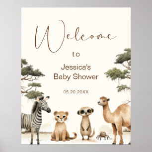 Waterverf Safari Oerwoud Baby shower Welkom Poster