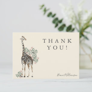 Waterverf Safari Thema Giraffe Baby Shower Naam Bedankkaart