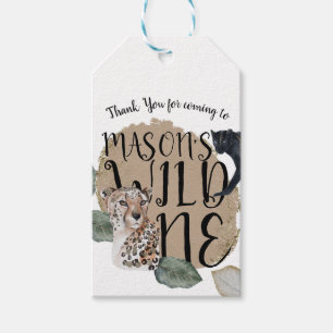 Waterverf Safari Wild One Animal Birthday Party Cadeaulabel