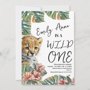 Waterverf Safari Wild One Baby Animal Birthday B Kaart