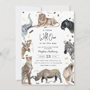 Waterverf Safari Wild One Baby shower Kaart