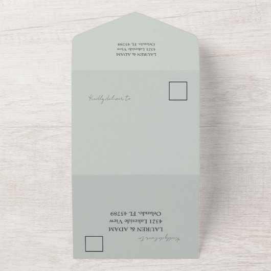 Waterverf Sage Green Eucalyptus Weddenschap All In One Uitnodiging (Buitenkant)