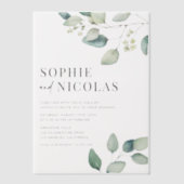 Waterverf Sage Green Eucalyptus Weddenschap Vellum Uitnodigingen (Voorkant)