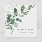 Waterverf Sage Green Greenery Visitekaartje (Voorkant)