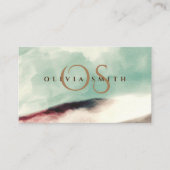 Waterverf Sage Green Landscape Monogramed Visitekaartje (Voorkant)