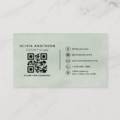 Waterverf Sage Green Skincare QR-code Visitekaartje (Achterkant)