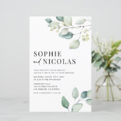 Waterverf Sage Groen Eucalyptus Bruiloft Uitnodige (Staand voorkant)