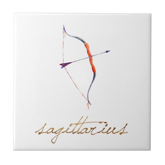 Waterverf Sagittarius Bow & Arrow Tegeltje (Voorkant)