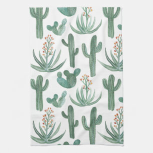 Waterverf Saguaro Cactus Desert Aloe Pattern Theedoek