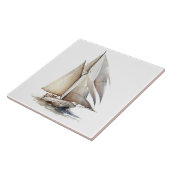 Waterverf Sailboat Ceramic Tegel Tegeltje (Zijkant)