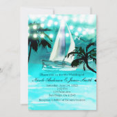 Waterverf Sailboat Palm Trees & String Lights Kaart (Voorkant)