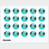 Waterverf Sailboat Palm Trees & String Lights Ronde Sticker (Vel)