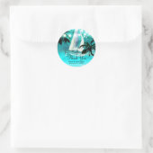 Waterverf Sailboat Palm Trees & String Lights Ronde Sticker (Tas)