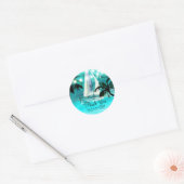 Waterverf Sailboat Palm Trees & String Lights Ronde Sticker (Envelop)