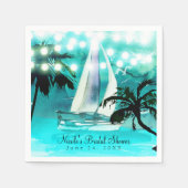 Waterverf Sailboat Palm Trees & String Lights Servet (Voorkant)