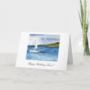 Waterverf Sailboat personalized Birthday Card Kaart