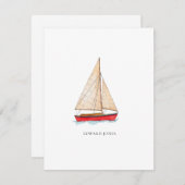 Waterverf Sailboot flat Hartelijk dank Bedankkaart (Voorkant / Achterkant)