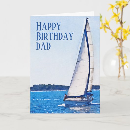 Waterverf Sailboot Happy Birthday Pap Card Kaart (Gele Bloem)