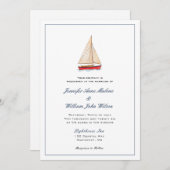 Waterverf Sailboot Nautical bruiloft uitnodiging (Voorkant / Achterkant)