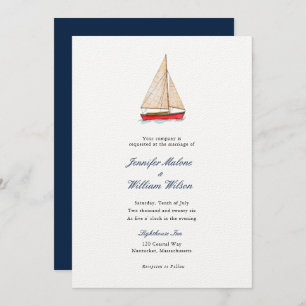 Waterverf Sailboot Nautical bruiloft uitnodiging