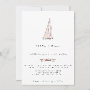 Waterverf Sailboot Nautical Wedding Invitation Aankondiging