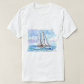 Waterverf Sailboot T-shirt (Design voorkant)