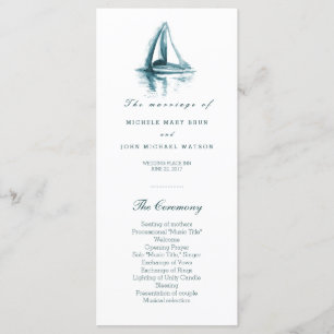 Waterverf Sailing Boat Wedding Program Rack Kaarte Programma