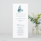Waterverf Sailing Boat Wedding Program Rack Kaarte Programma (Staand voorkant)